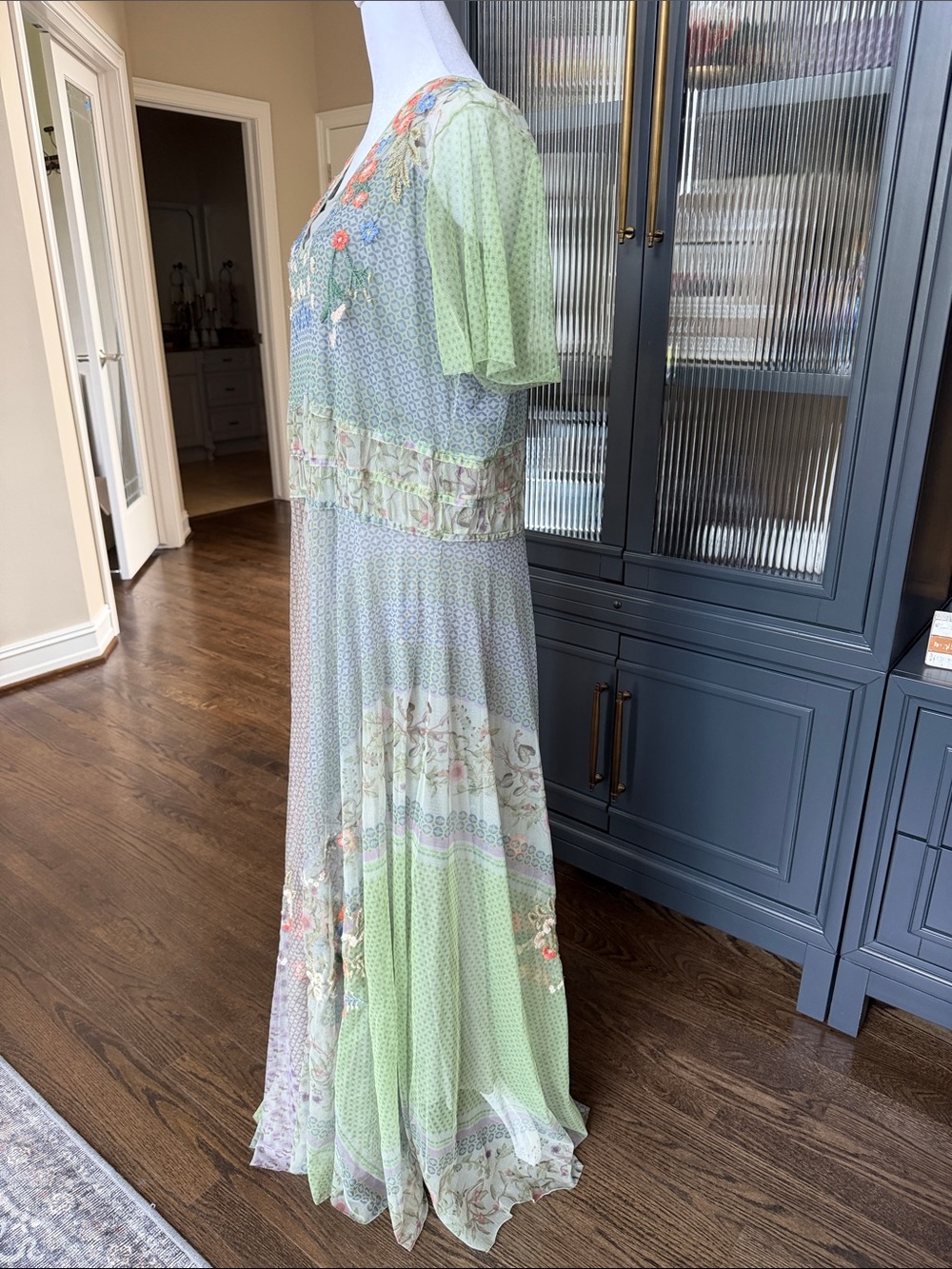Johnny Was Light Green Floral Maxi Dress - Picture 8 of 12